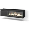 Image de Meuble TV Banc Télé 160 Pour les TV jusquà 65 Cheminée électrique XXL Suspendu Mural Noir RF3248