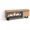 Image de Meuble TV 158x35x57cm Banc Télé Pour les TV jusquà 65 Cheminée électrique XXL Design industriel Beige RF3251
