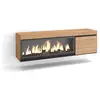 Image de Meuble tv banc télé grand espace de rangement 160x35x45cm pour les tv jusqu'à 65 cheminée électrique xxl suspendu mural style moderne chêne 422_7