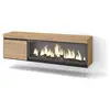 Image de Meuble tv banc télé grand espace de rangement 160x35x45cm pour les tv jusqu'à 65 cheminée électrique xxl suspendu mural style moderne chêne 422_15