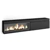 Image de Meuble tv banc télé grand espace de rangement 208x35x45cm pour les tv jusqu'à 80 cheminée électrique xxl style moderne noir 412_5