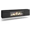 Image de Meuble tv banc télé grand espace de rangement 208x35x45cm pour les tv jusqu'à 80 cheminée électrique xxl suspendu mural style moderne noir 412_23