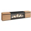 Image de Meuble TV Banc Télé 210 Pour les TV jusquà 80 Cheminée électrique XXL Beige et noir RF3265