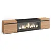 Image de Meuble tv banc télé grand espace de rangement 208x35x45cm pour les tv jusqu'à 80 cheminée électrique xxl style moderne chêne et noir 413_21