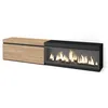 Image de Meuble TV Banc Télé 208x35x45cm Pour TV jusquà 80 Cheminée électrique XXL Beige et noir RF3266
