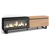 Image de Meuble TV Banc Télé 210 Pour les TV jusquà 80 Cheminée électrique XXL 208x35x57cm Beige et noir RF3267