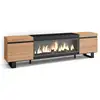 Image de Meuble tv banc télé grand espace de rangement 208x35x57cm pour les tv jusqu'à 80 cheminée électrique xxl design industriel style moderne chêne et noir 413_22