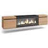 Image de Meuble TV Banc Télé 210 Pour les TV jusquà 80 Cheminée électrique XXL Suspendu Mural Beige et noir RF3271