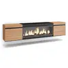 Image de Meuble tv banc télé grand espace de rangement 208x35x45cm pour les tv jusqu'à 80 cheminée électrique xxl suspendu mural style moderne chêne et noir 413_23