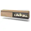 Image de Meuble tv banc télé grand espace de rangement 208x35x45cm pour les tv jusqu'à 80 cheminée électrique xxl suspendu mural style moderne chêne 414_31