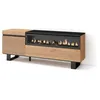 Image de Meuble TV Banc Télé 150x35x57cm Pour les TV jusquà 65 Cheminée électrique Design industriel Chêne RF3303