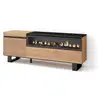 Image de Meuble tv banc télé grand espace de rangement 150x35x57cm pour les tv jusqu'à 65 cheminée électrique design industriel style moderne chêne 431_14