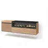 Image de Meuble tv banc télé grand espace de rangement 150x35x45cm pour les tv jusqu'à 65 cheminée électrique suspendu mural style moderne chêne 431_15