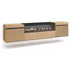 Image de Meuble tv banc télé grand espace de rangement 200x35x45cm pour les tv jusqu'à 80 cheminée électrique suspendu mural style moderne chêne 429_23