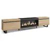 Image de Meuble tv banc télé grand espace de rangement 267x35x57cm tv grand format cheminée électrique xxl design industriel style moderne chêne et noir 491_22