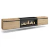Image de Meuble TV Banc Télé 267x35x45 cm TV grand format Cheminée électrique XXL Suspendu Mural Chêne et noir RF3604