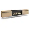 Image de Meuble tv banc télé grand espace de rangement 267x35x45cm tv grand format cheminée électrique xxl suspendu mural style moderne chêne et noir 491_23