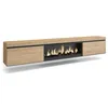 Image de Meuble TV Banc Télé 267x35x45 cm TV grand format Cheminée électrique XXL Suspendu Mural Chêne RF3608