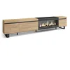 Image de Meuble TV Banc Télé 288x35x57 cm TV grand format Cheminée électrique XXL Industriel Chêne et noir RF3616