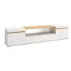 Image de Meuble tv banc télé grand espace de rangement 200x45x35cm pour les tv jusqu'à 80 meubles de salon style moderne blanc et chêne soft 522_17