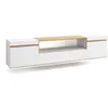 Image de Meuble TV Banc Télé 200x45x35cm Pour les TV jusquà 80 Suspendu Mural Blanc et Chêne Soft RF3773