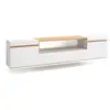 Image de Meuble tv banc télé grand espace de rangement 200x45x35cm pour les tv jusqu'à 80 suspendu, mural style moderne blanc et chêne soft 522_19