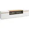 Image de Meuble tv banc télé grand espace de rangement 200x45x35cm pour les tv jusqu'à 80 cheminée électrique style moderne blanc et chêne soft 522_21