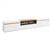 Image de Meuble tv banc télé grand espace de rangement 288x45x35 cm tv grand format cheminée électrique style moderne blanc et chêne soft 529_105