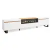 Image de Meuble tv banc télé grand espace de rangement 260x57x35 cm tv grand format cheminée électrique design industriel style moderne blanc et chêne soft 526_22