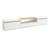 Image de Meuble TV Banc Télé Grand espace de Rangement 260x45x35cm TV grand format Blanc et Chêne Soft RF3795