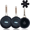 Image de Set 3 Poêles À Frire Antiadhésives À Induction 20-24-28cm, Aluminium Forgé Briebe Black Titanium Noir