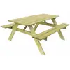 Image de Table Pique-nique Bois Naturel Traité Gardiun Essential 165x154x75 Cm 6-8 Personnes