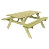 Image de Table Pique-nique Bois Naturel Traité Gardiun Essential 165x154x75 cm 6-8 Personnes