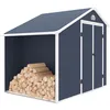 Image de Abri De Jardin Résine Gardiun Sylvana B 5 M² 260x192x226 Cm Anthracite Avec Range Bûches Extérieur