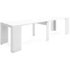 Image de Table Console Extensible, 302x90x77cm, Pour 14 Personnes, Blanc