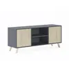 Image de Meuble Tv, 137x40x57cm, Avec 2 Portes, Modèle Wind, Couleur Gris Anthracite Et Chêne