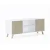 Image de Meuble Tv, 137x40x57cm, Avec 2 Portes, Modèle Wind, Couleur Blanc Et Chêne
