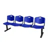 Image de Banc dattente - Piqueras y Crespo - Modèle Bienservida - 4 places - Cadre en fer noir - PVC bleu