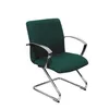 Image de Fauteuil de réception ergonomique avec accoudoirs fixes et patin chromé Siège et dossier rembourrés en tissu BALI vert PIQUERAS Y