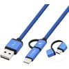 Image de Câble USB de type-C CoolBox COO-CAB-U2MC-BL - 1m - USB A vers USB C/Micro-USB B - 2.0 - 480 Mbit/s - Bleu