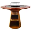Image de Barbecue rond avec plaque de cuisson et de gril en acier et planche en bois EFP59CO WOOD