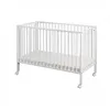 Image de Lit bébé à barreaux pliable 60x120 cm en hêtre massif blanc