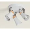 Image de Plafonnier Rond Orientable Métal et Bois Mara 3 Spots Blanc