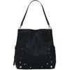 Image de Sac à main noir uni zippé avec des détails brodés et des clous métalliques