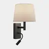 Image de Leds c4 metrica applique murale de lecture à abat-jour réglable, noire, culot e27, 17,3 w, 2700 k, interrupteur marchearrêt.