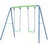 Image de Balançoire D'extérieur Jardin Pour Enfant De Plus De 3 Ans Outdoor Toys 220x138x182 Cm Cadre En Métal Double Siège 45 K
