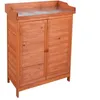 Image de Armoire de Jardin sur Pied Gardiun Ally 75x40x94 cm Bois de Sapin Traité Peinture Eco et Plateau de Travail en Acier Galvanisé