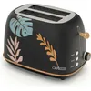 Image de Grille Pain Caprizze Kaito avec Double Fente Extra Large 6 Niveaux de Grill Décoration Florale et Effet Bois Noir Mat