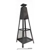 Image de Cheminée Brasero Usage Extérieur Kekai Akita Totem 40x40x140 cm Design Pyramidale en Acier et Tisonnier