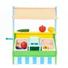 Image de Marché Jouet Montessori Robincool Vegetable Market 42x20x45,2 Cm En Bois Éco Auvent Caisse Enregistreuse Et Accessoires